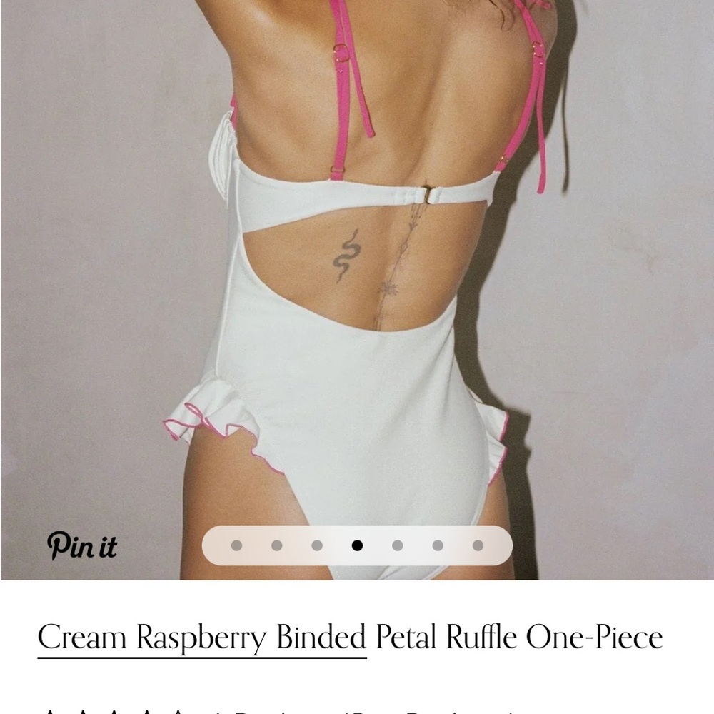 Montce Cream and Raspberry Ruffle One-Piece - Picture 3 of 10